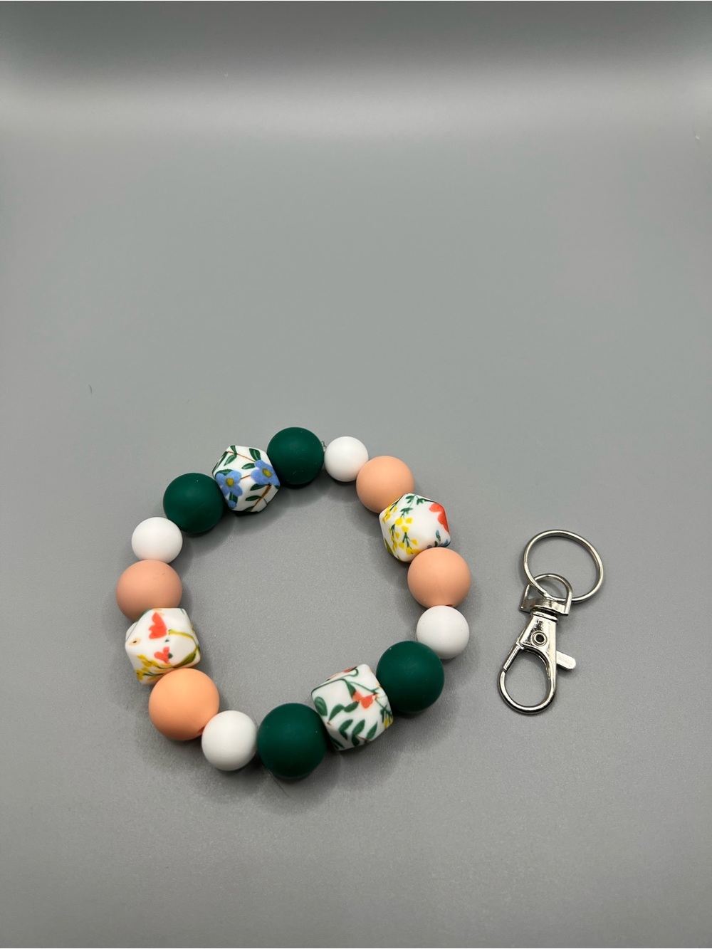 Handmade Floral Beaded Wristlet Keychain - Handmade - K0003C